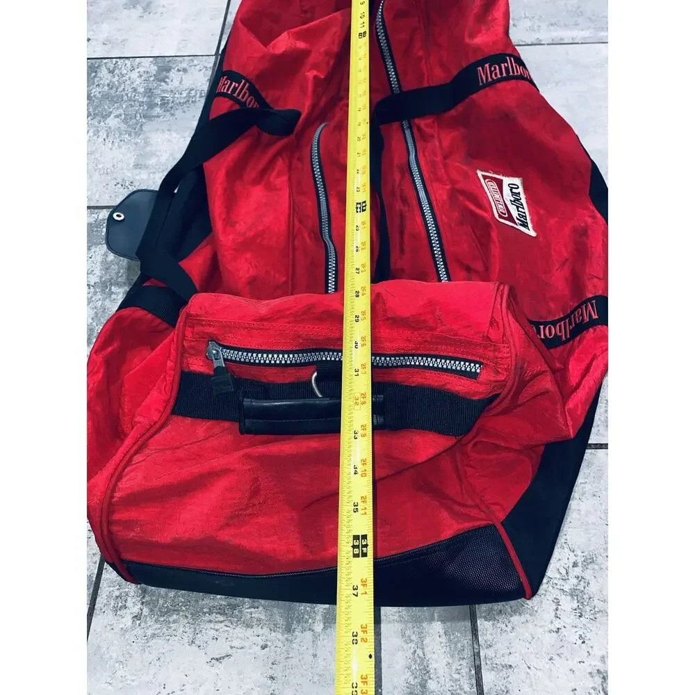 VINTAGE Marlboro Unlimited XL Large Rolling Duffle Bag w/ Wheels Hard Bottom